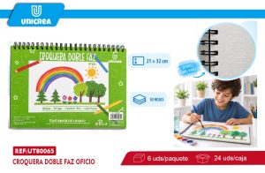 CROQUERA DOBLE FAZ OFICIO 180G 50HOJAS