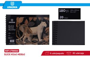 BLOCK HOJAS NEGRAS 180G 50HOJAS 20.5X29.7CM