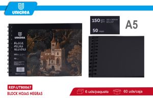 BLOCK HOJAS NEGRAS 150G 50HOJAS A5