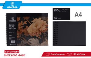 BLOCK HOJAS NEGRAS 150G 50HOJAS A4