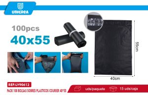 Pack 100 Bolsas Sobres Plasticos Courier Negra 40X55CM