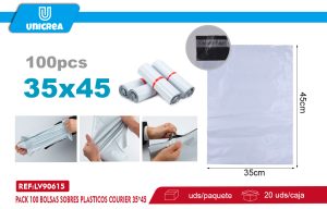 Pack 100 Bolsas Sobres Plasticos Courier Blanca 35X45CM