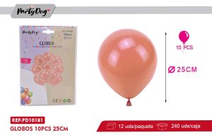 GLOBOS LATEX PASTELES ROSADO 10PCS 25CM