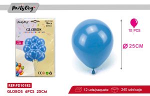 GLOBOS LATEX PASTELES AZUL 10PCS 25CM