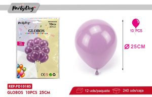 GLOBOS LATEX PASTELES LILA 10PCS 25CM