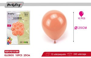 GLOBOS LATEX PASTELES NARANJO 10PCS 25CM