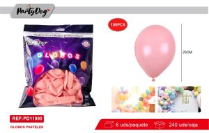GLOBOS LATEX PASTELES NARANJO 100PCS 25CM