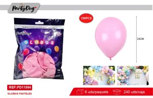 GLOBOS LATEX PASTELES ROSADO 100PCS 25CM