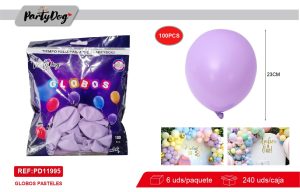 GLOBOS LATEX PASTELES LILA 100PCS 25CM