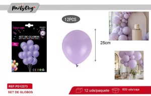 GLOBOS LATEX PASTELES MORADO 12PCS 25CM