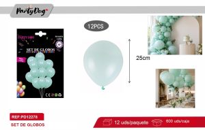 GLOBOS LATEX PASTELES VERDE 10PCS 25CM