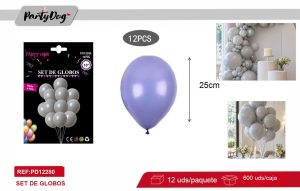 GLOBOS LATEX PASTELES GRIS 12PCS 25CM
