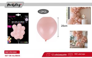 GLOBOS LATEX PASTELES NARANJO 12PCS 25CM