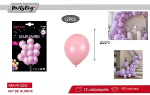 GLOBOS LATEX PASTELES FUCSIA 12PCS 25CM