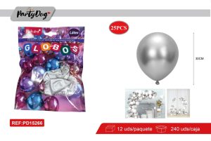GLOBO CROMADO R12 30CM 25PCS PLATEADO
