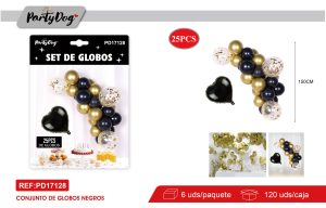 SET DE GLOBOS CADENA NEGRO 25PCS