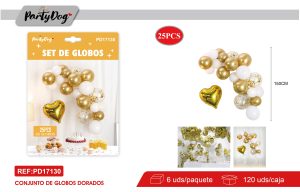 SET DE GLOBOS CADENA DORADO 25PCS