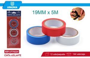 CINTA AISLANTE AZUL ROJA BLANCA 1.9CMX5M 3PCS