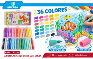 Marcadores Acrílicos Punta Tipo Pincel Lavable 36 Colores