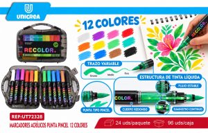 Marcadores Acrílicos Punta Pincel 12 COLORES
