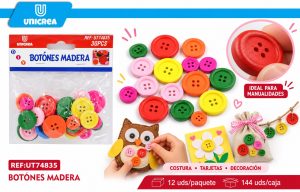 Set Botónes madera COLORES TAMAÑO SURTIDO 30PCS