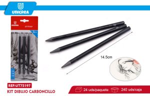 Kit Dibujo Carboncillo 2H/2B/6B 3PCS